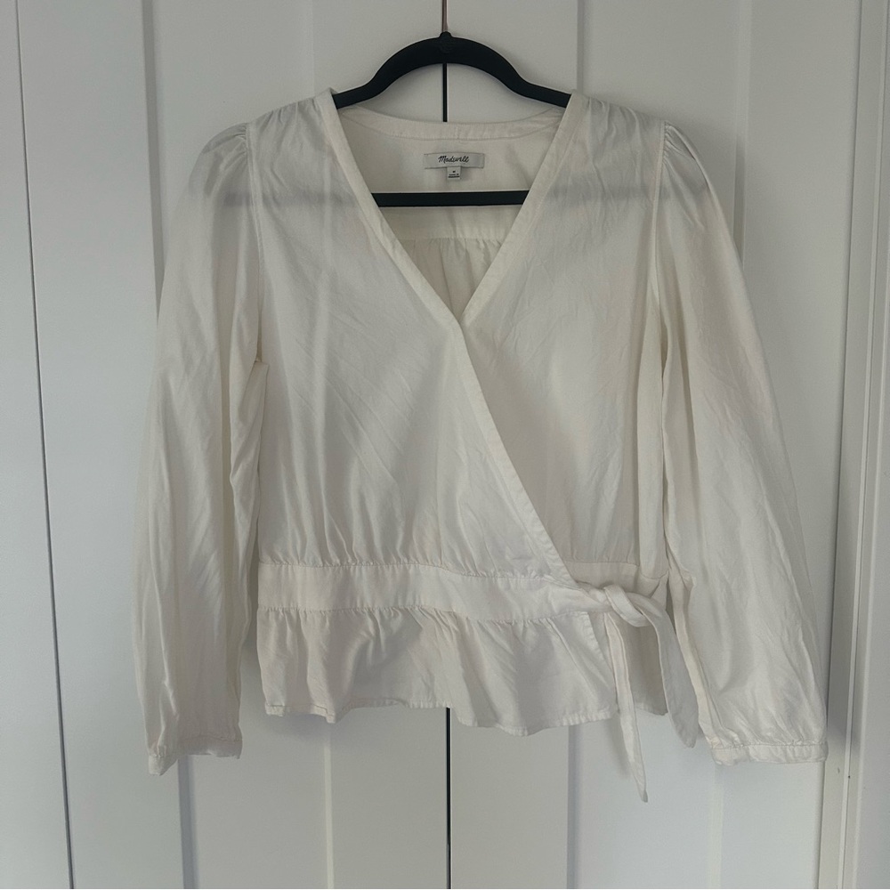 Women's White Wrap Top